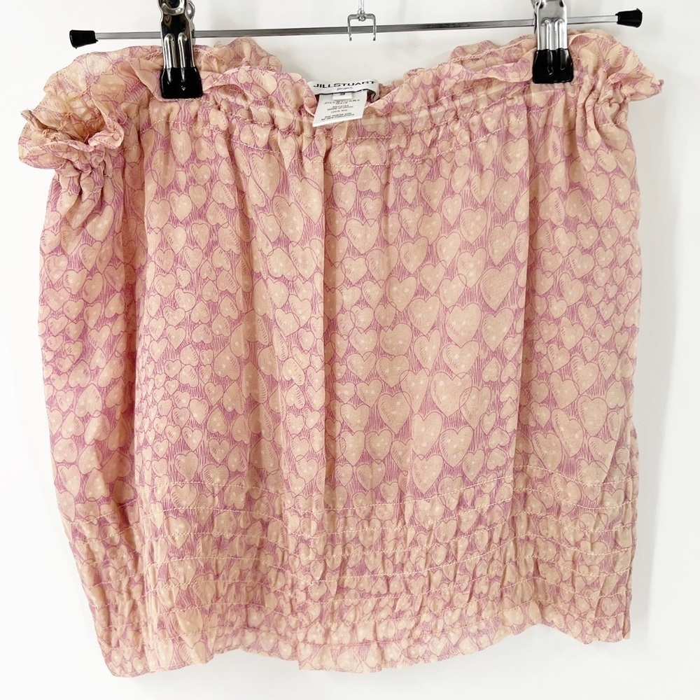 ✅ JILL STUART PINK HEART‎ SILK STRAPLESS TOP SIZE 2